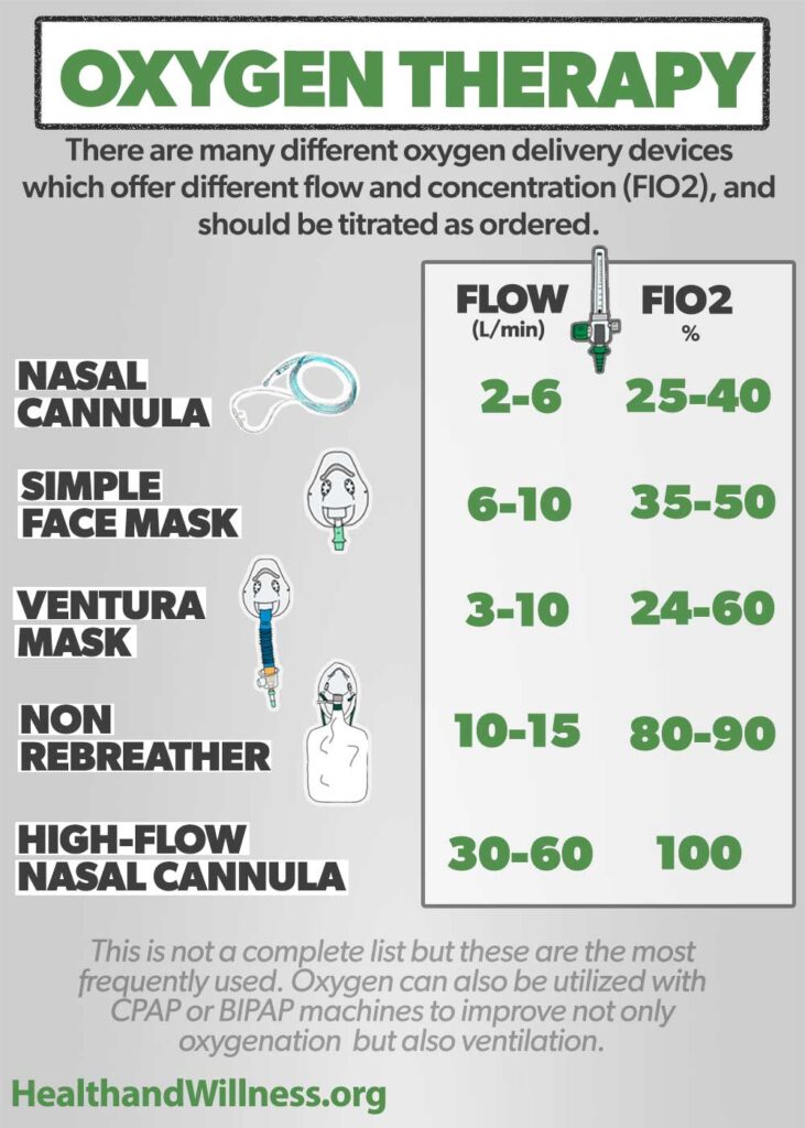 Oxygen Therapy Devices and Flow Rate Nasal Cannula Face Mask Venturi Mask High Flow Mask SetelDoc 